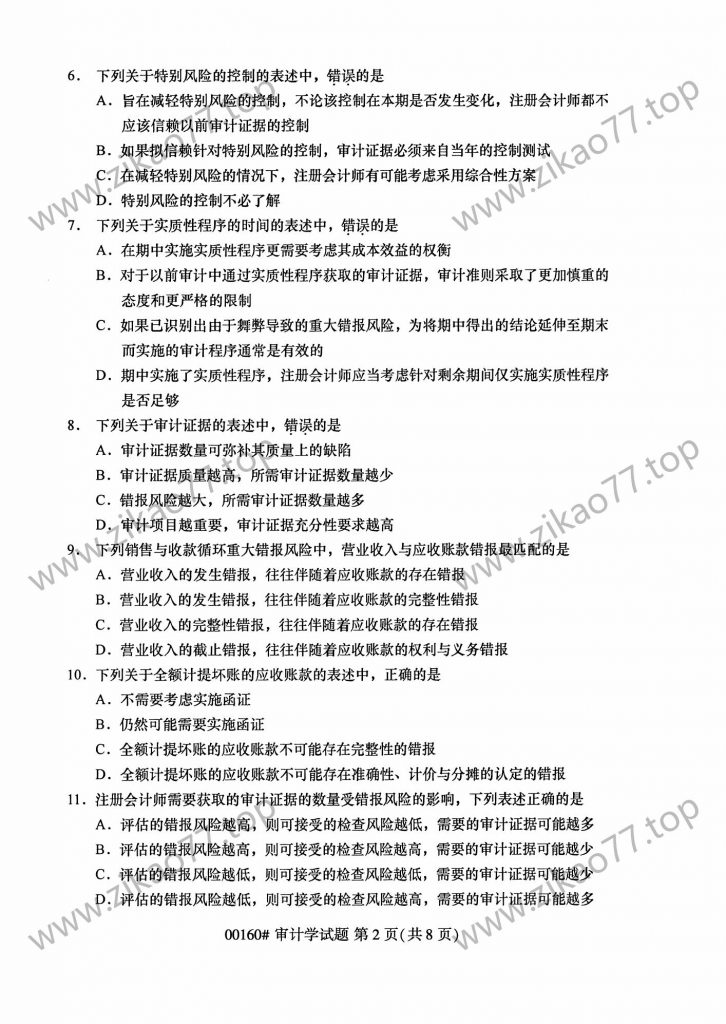 2023年4月自考00160审计学_01