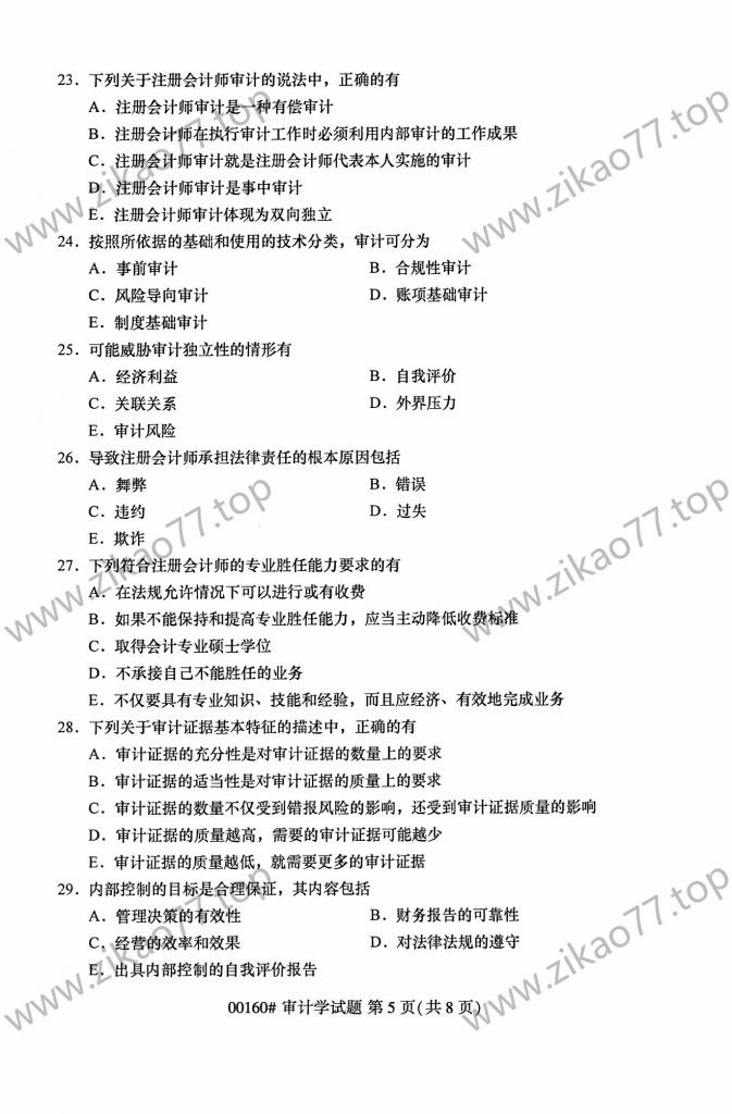 2023年4月自考00160审计学_04